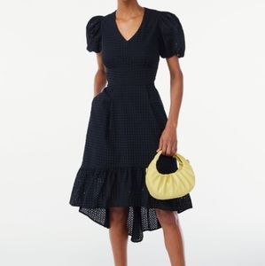 Black SCOOP High Low Eyelet Midi Dress with Puff Sleeves🖤